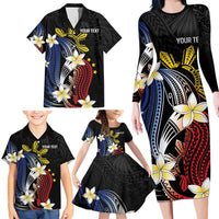 Personalized Philippines Tribal Family Matching Long Sleeve Bodycon Dress and Hawaiian Shirt Tropical Waves - Plumeria LT7 - Polynesian Pride