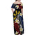 Personalized Philippines Tribal Family Matching Off Shoulder Maxi Dress and Hawaiian Shirt Tropical Waves - Plumeria