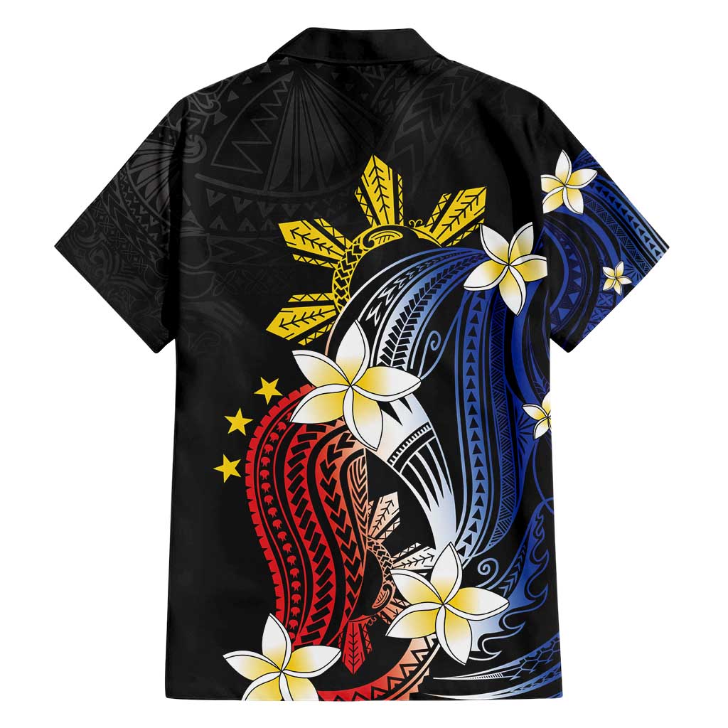 Personalized Philippines Tribal Family Matching Short Sleeve Bodycon Dress and Hawaiian Shirt Tropical Waves - Plumeria LT7 - Polynesian Pride