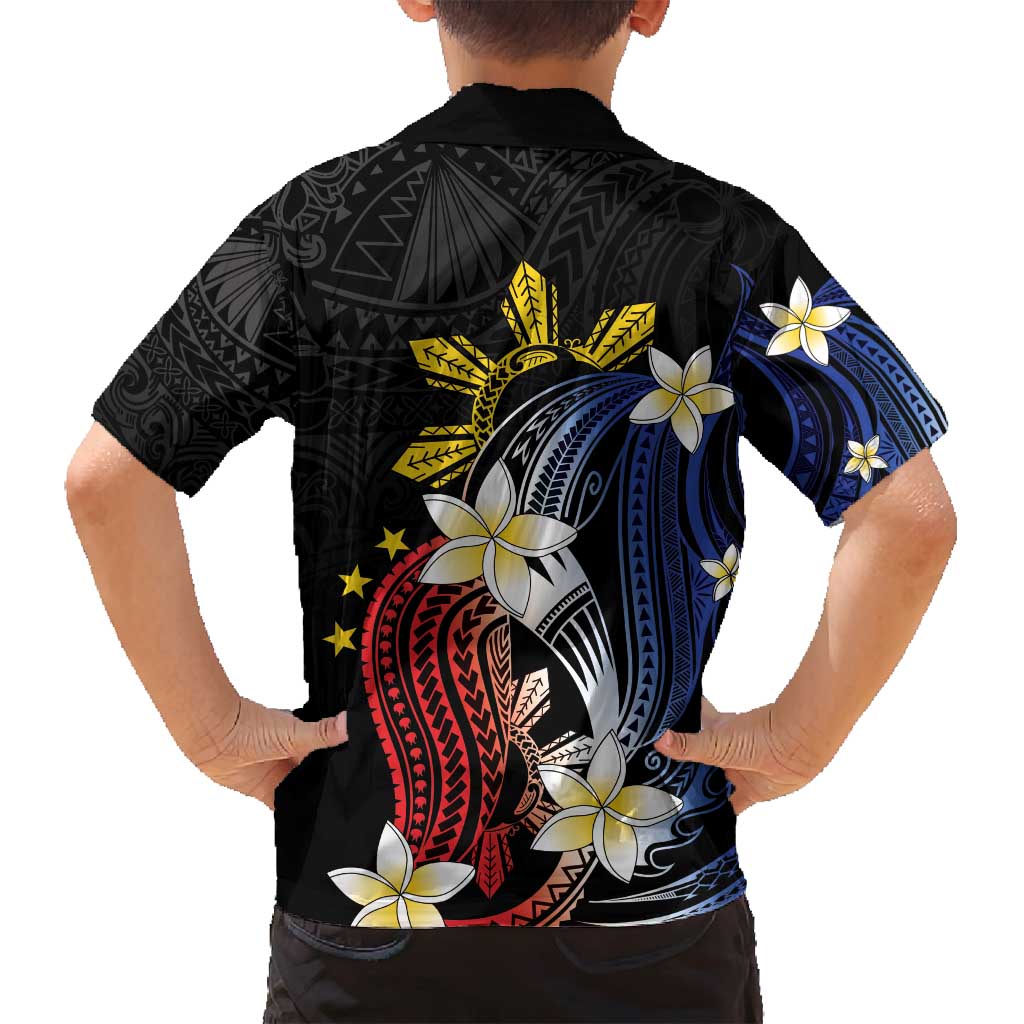 Personalized Philippines Tribal Family Matching Tank Maxi Dress and Hawaiian Shirt Tropical Waves - Plumeria LT7 - Polynesian Pride