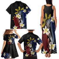 Personalized Philippines Tribal Family Matching Tank Maxi Dress and Hawaiian Shirt Tropical Waves - Plumeria LT7 - Polynesian Pride