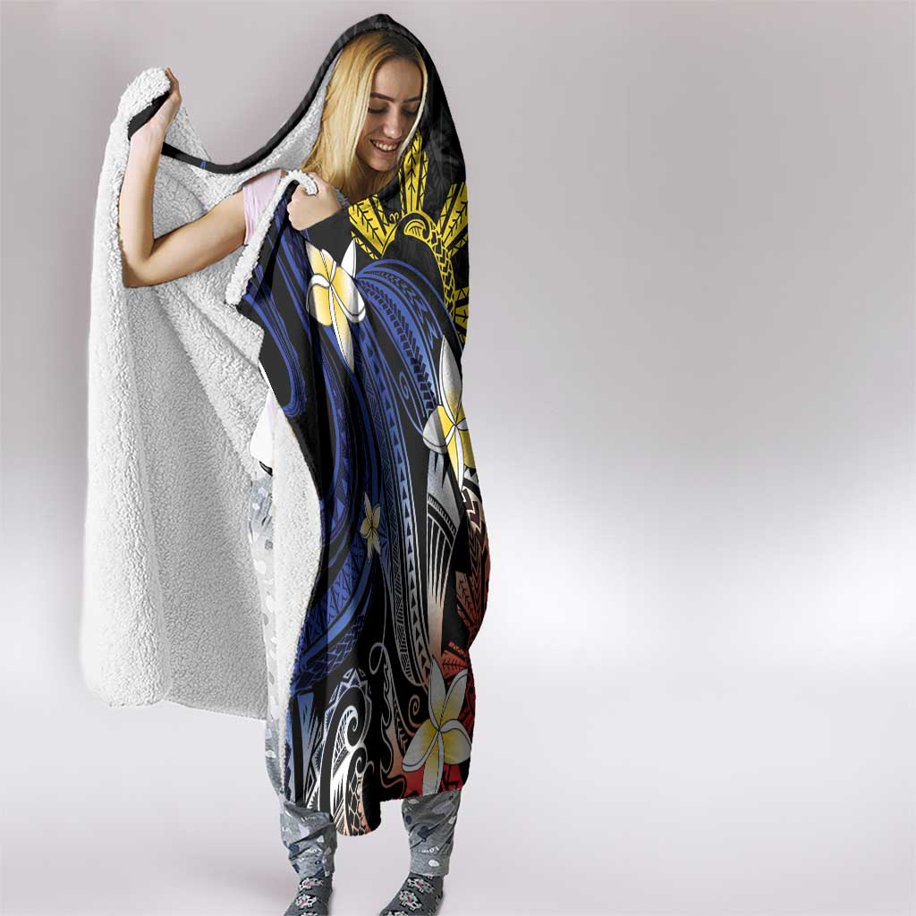 Personalized Philippines Tribal Hooded Blanket Tropical Waves - Plumeria