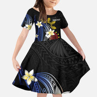 Personalized Philippines Tribal Kid Short Sleeve Dress Tropical Waves - Plumeria