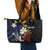 Personalized Philippines Tribal Leather Tote Bag Tropical Waves - Plumeria