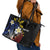 Personalized Philippines Tribal Leather Tote Bag Tropical Waves - Plumeria