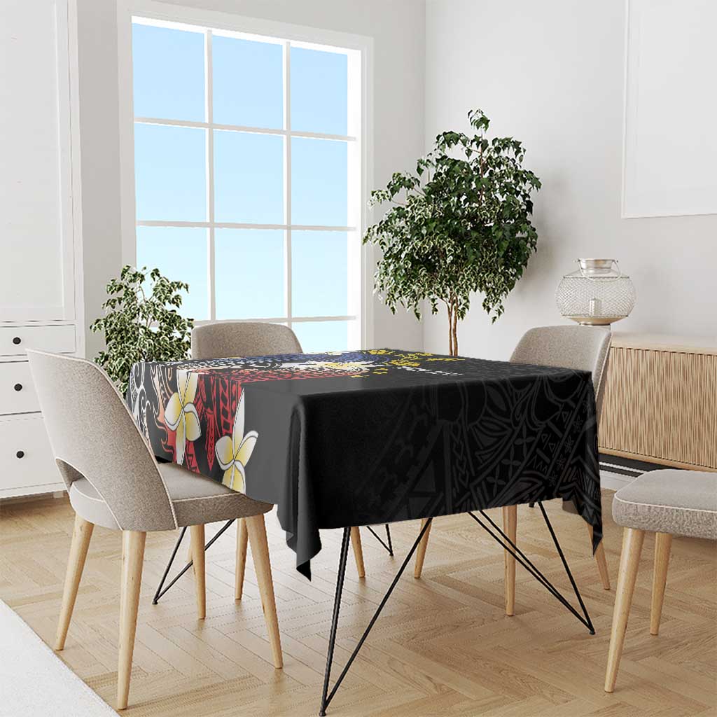 Personalized Philippines Tribal Tablecloth Tropical Waves - Plumeria