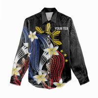 Personalized Philippines Tribal Women Casual Shirt Tropical Waves - Plumeria LT7 - Polynesian Pride