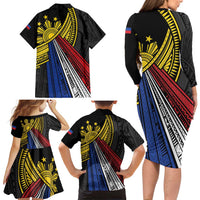 Philippines Sun Family Matching Long Sleeve Bodycon Dress and Hawaiian Shirt Pasifika Tribal Style LT7 - Polynesian Pride