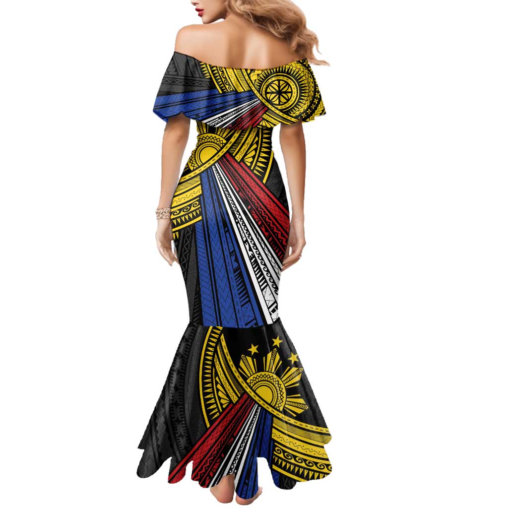 Philippines Sun Family Matching Mermaid Dress and Hawaiian Shirt Pasifika Tribal Style