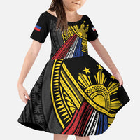 Philippines Sun Family Matching Off Shoulder Maxi Dress and Hawaiian Shirt Pasifika Tribal Style