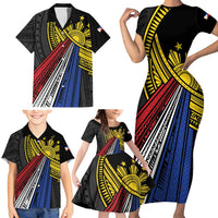 Philippines Sun Family Matching Short Sleeve Bodycon Dress and Hawaiian Shirt Pasifika Tribal Style LT7 - Polynesian Pride