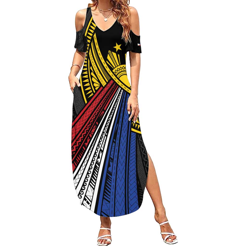 Philippines Sun Family Matching Summer Maxi Dress and Hawaiian Shirt Pasifika Tribal Style