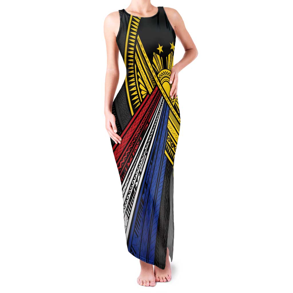 Philippines Sun Family Matching Tank Maxi Dress and Hawaiian Shirt Pasifika Tribal Style