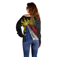 Philippines Sun Off Shoulder Sweater Pasifika Tribal Style