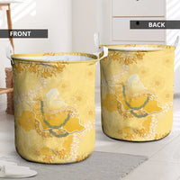 Hawaii Oahu Island Flowers Lei Laundry Basket Yellow Ilima Mix Plumeria