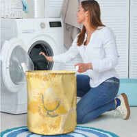 Hawaii Oahu Island Flowers Lei Laundry Basket Yellow Ilima Mix Plumeria