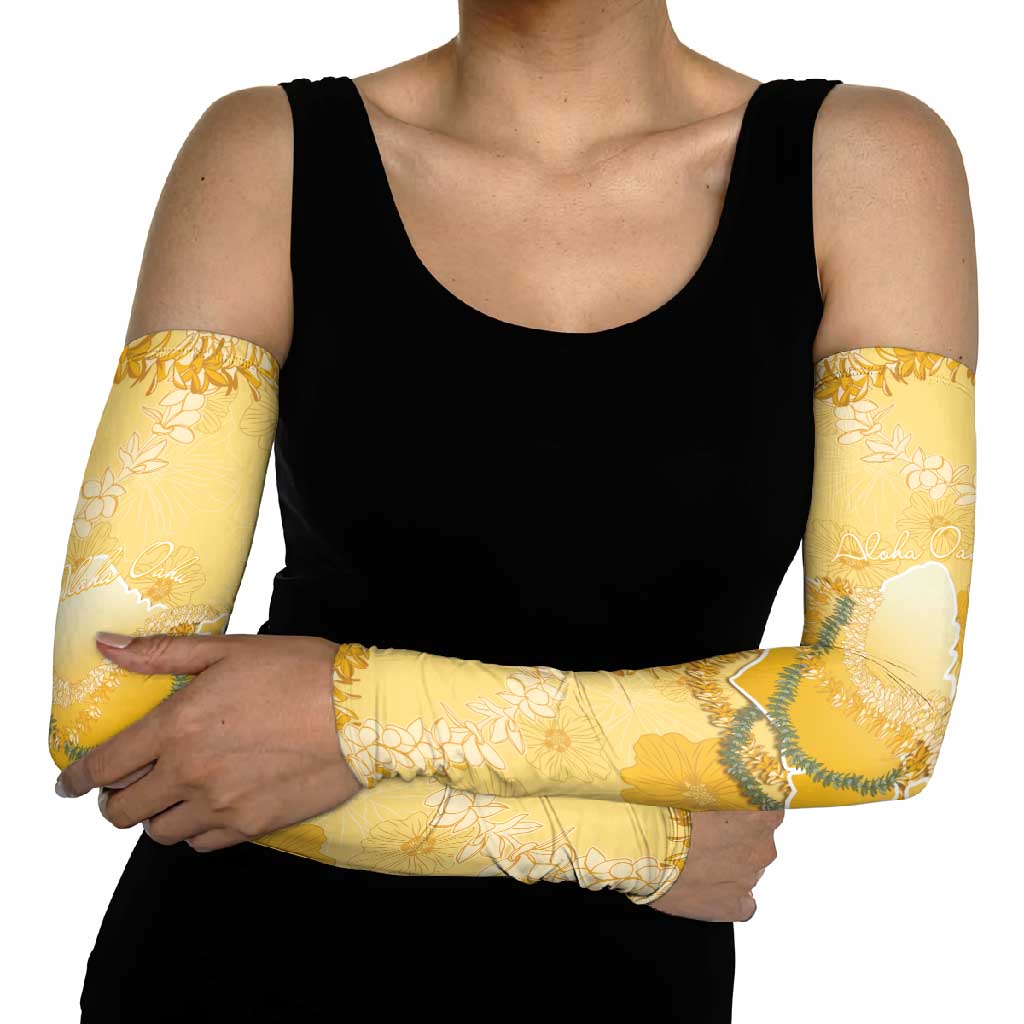 Hawaii Oahu Island Flowers Lei Arm Sleeves Yellow Ilima Mix Plumeria