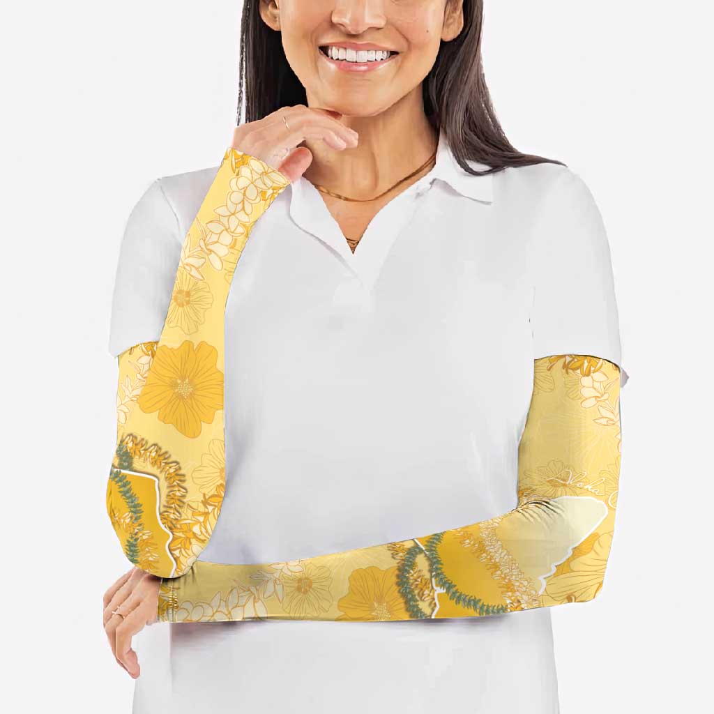 Hawaii Oahu Island Flowers Lei Arm Sleeves Yellow Ilima Mix Plumeria
