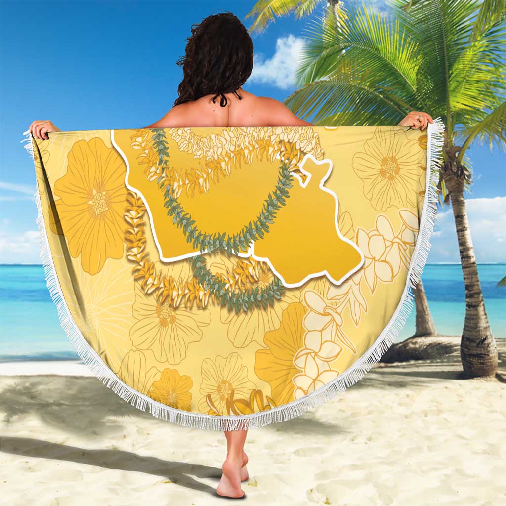 Hawaii Oahu Island Flowers Lei Beach Blanket Yellow Ilima Mix Plumeria