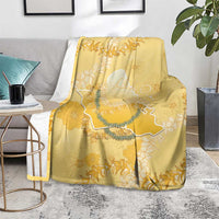 Hawaii Oahu Island Flowers Lei Blanket Yellow Ilima Mix Plumeria