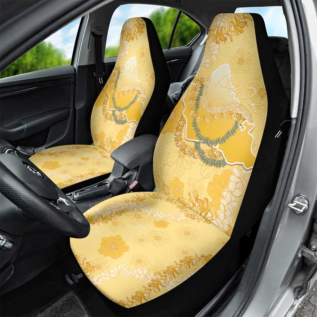 Hawaii Oahu Island Flowers Lei Car Seat Cover Yellow Ilima Mix Plumeria