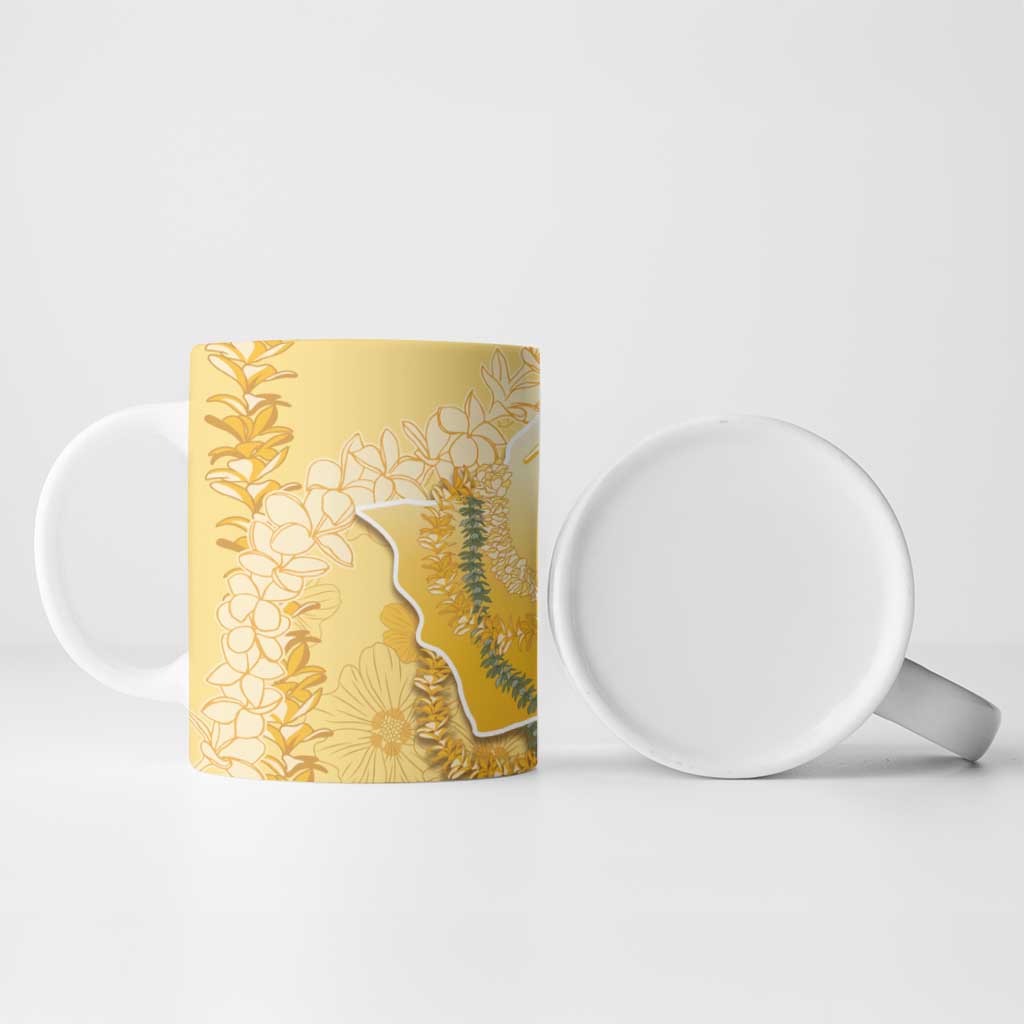 Hawaii Oahu Island Flowers Lei Ceramic Mug Yellow Ilima Mix Plumeria