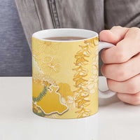 Hawaii Oahu Island Flowers Lei Ceramic Mug Yellow Ilima Mix Plumeria