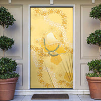 Hawaii Oahu Island Flowers Lei Door Cover Yellow Ilima Mix Plumeria