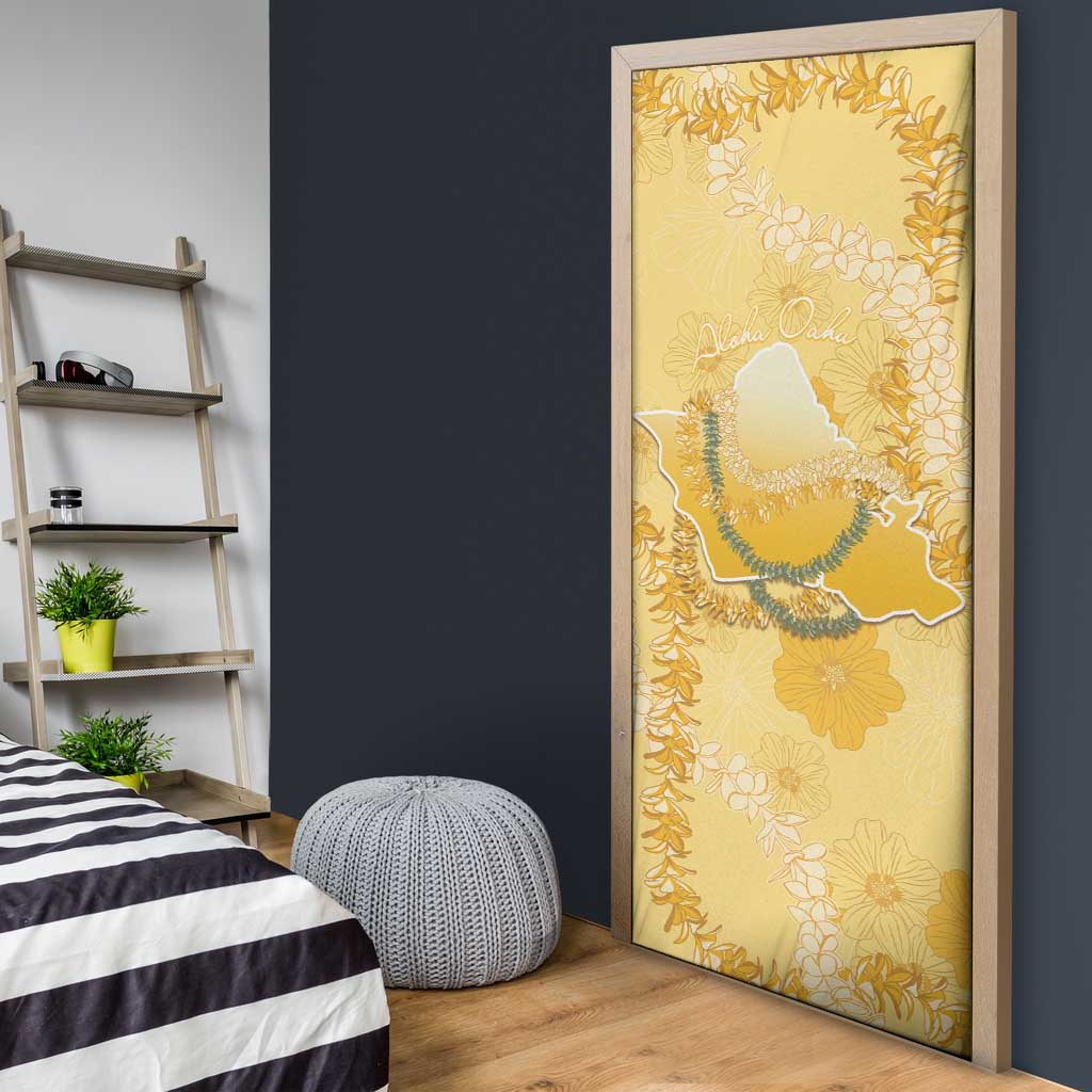 Hawaii Oahu Island Flowers Lei Door Cover Yellow Ilima Mix Plumeria