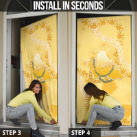 Hawaii Oahu Island Flowers Lei Door Cover Yellow Ilima Mix Plumeria