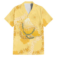 Hawaii Oahu Island Flowers Lei Family Matching Mermaid Dress and Hawaiian Shirt Yellow Ilima Mix Plumeria LT7 Dad's Shirt - Short Sleeve Yellow - Polynesian Pride