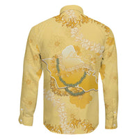 Hawaii Oahu Island Flowers Lei Family Matching Off Shoulder Short Dress and Hawaiian Shirt Yellow Ilima Mix Plumeria LT7 - Polynesian Pride