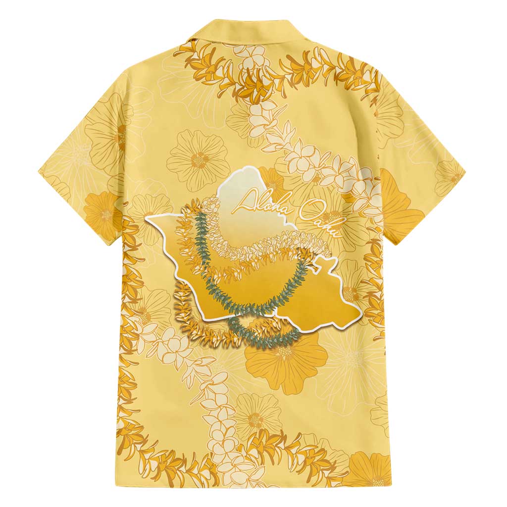 Hawaii Oahu Island Flowers Lei Family Matching Puletasi and Hawaiian Shirt Yellow Ilima Mix Plumeria LT7 - Polynesian Pride
