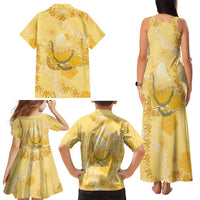 Hawaii Oahu Island Flowers Lei Family Matching Tank Maxi Dress and Hawaiian Shirt Yellow Ilima Mix Plumeria LT7 - Polynesian Pride