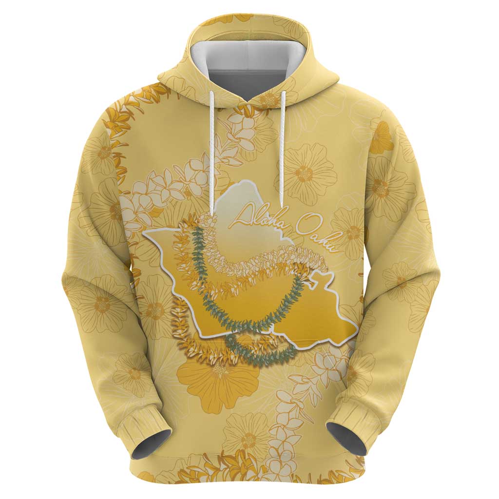 Hawaii Oahu Island Flowers Lei Hoodie Yellow Ilima Mix Plumeria