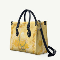 Hawaii Oahu Island Flowers Lei Leather Bag Yellow Ilima Mix Plumeria