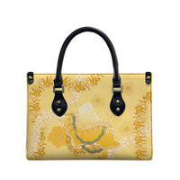 Hawaii Oahu Island Flowers Lei Leather Bag Yellow Ilima Mix Plumeria