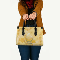 Hawaii Oahu Island Flowers Lei Leather Bag Yellow Ilima Mix Plumeria
