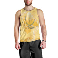 Hawaii Oahu Island Flowers Lei Men Tank Top Yellow Ilima Mix Plumeria