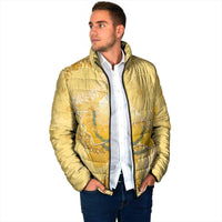 Hawaii Oahu Island Flowers Lei Padded Jacket Yellow Ilima Mix Plumeria