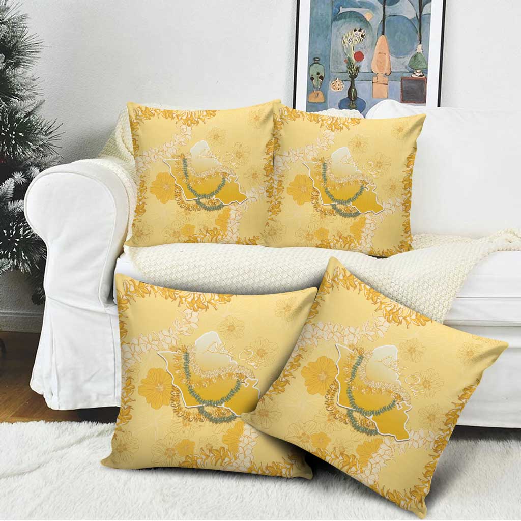 Hawaii Oahu Island Flowers Lei Pillow Cover Yellow Ilima Mix Plumeria