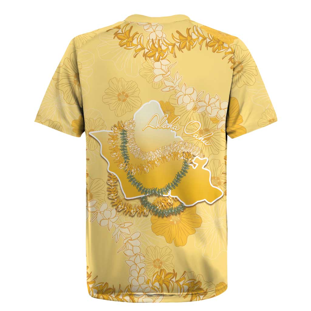 Hawaii Oahu Island Flowers Lei Rugby Jersey Yellow Ilima Mix Plumeria