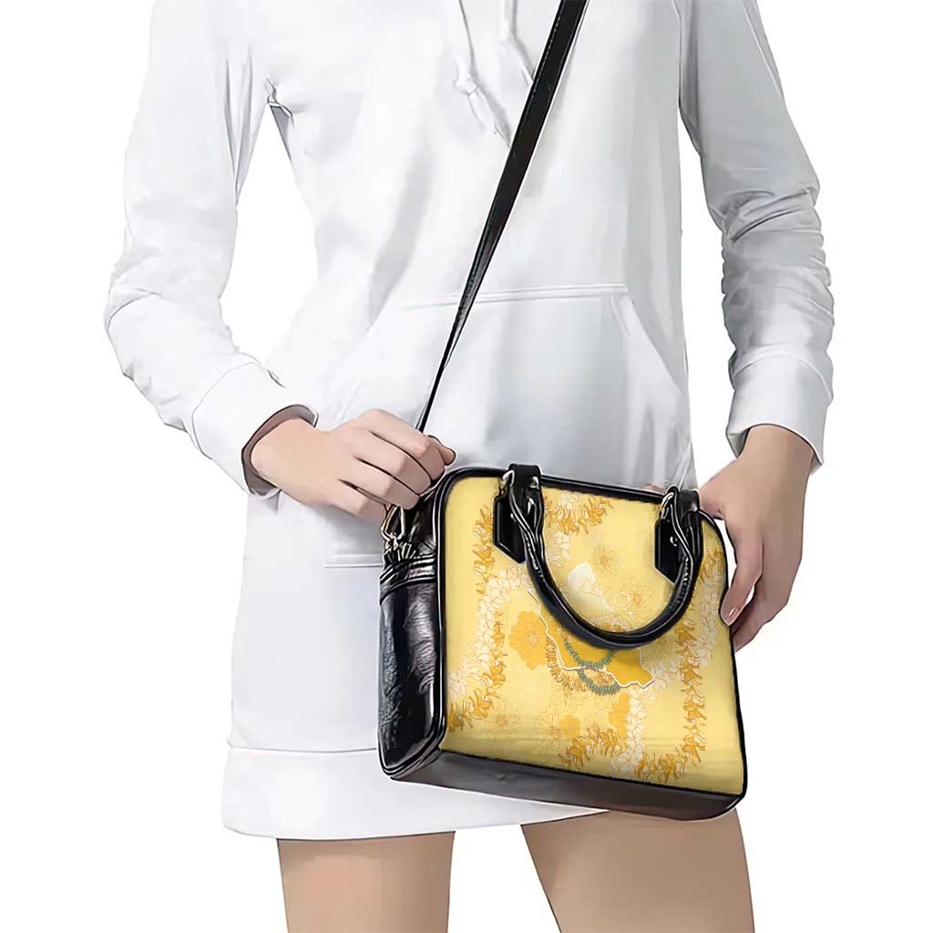 Hawaii Oahu Island Flowers Lei Shoulder Handbag Yellow Ilima Mix Plumeria