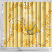 Hawaii Oahu Island Flowers Lei Shower Curtain Yellow Ilima Mix Plumeria