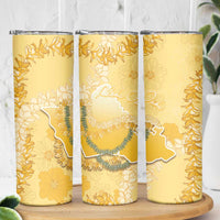 Hawaii Oahu Island Flowers Lei Skinny Tumbler Yellow Ilima Mix Plumeria LT7 - Polynesian Pride