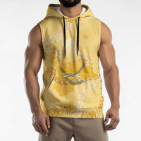 Hawaii Oahu Island Flowers Lei Sleeveless Hoodie Yellow Ilima Mix Plumeria