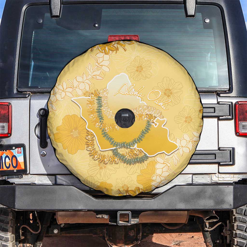 Hawaii Oahu Island Flowers Lei Spare Tire Cover Yellow Ilima Mix Plumeria