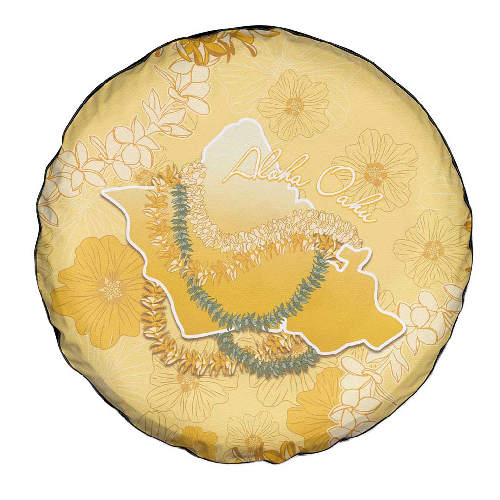 Hawaii Oahu Island Flowers Lei Spare Tire Cover Yellow Ilima Mix Plumeria