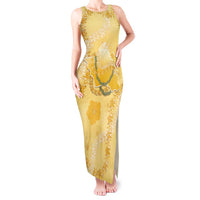 Hawaii Oahu Island Flowers Lei Tank Maxi Dress Yellow Ilima Mix Plumeria