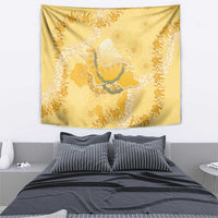 Hawaii Oahu Island Flowers Lei Tapestry Yellow Ilima Mix Plumeria
